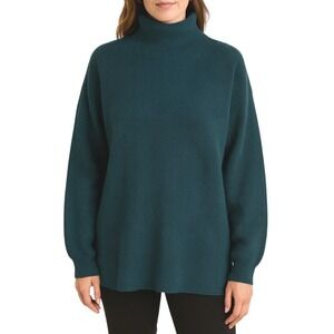 Free People Women's M‎ Ribbed Knit Turtleneck Pullover Sweater Teal Blue